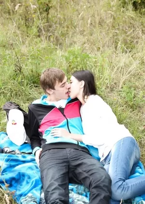 Busty Euro teen Paula O baring smooth pussy outdoors for hardcore sex