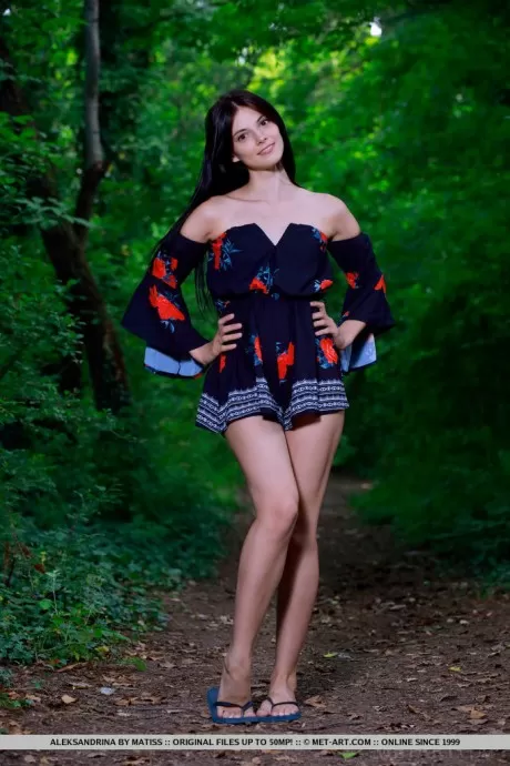 Красивая молоденькая Александрина полностью раздевает 4