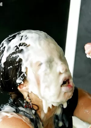 Lesbian fashionistas have some slimy fun with fake cocks and jizz