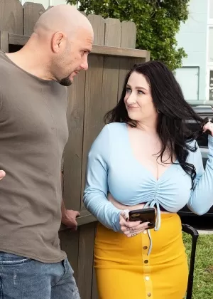 Big titted chick Nyx Monroe licks and tit fucks a hard cock in hosiery