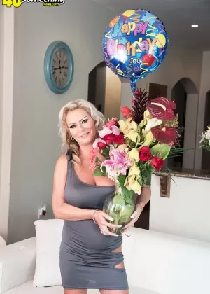 Mature lady Samantha Jay fucks 2 young men that want her affections at once