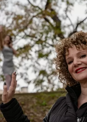 Curly haired woman has strapon lesbian sex with her stepdaughter